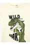 Dinosaur Printed Cotton Ecru Boys' T-Shirt 6Skb10497Tk - 6