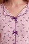 Women's Purple Boat Neck Buttonless Twill Bow 100% Cotton Short Sleeve Mini Shorts Pajama Set - 7