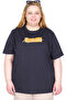 Mode XL Real Big Size Women's T-Shirt Bıs Yaka Never U26125 Navy Blue