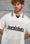 Men's T-Shirt Sonixium Written Polo Collar White Oversize Printed Knitwear - 4