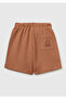 Boy's Brown Sweat Shorts with Back Pocket Logo - 2