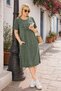 Stone Embellished Oversize Dress Comfortable Fit Casual Stylish Pocket Detail Summer Women's Dress C801 Khaki - 7