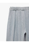 Viscose Blended Pocketed Pleated Detailed Straight Wide Leg Striped Fabric Trousers - 3