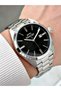 Silver-Black Color Steel Band Steel Case Men's Wristwatch with Calendar 2477Mr