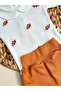 Fish Embroidered Summer Snap Fastener Baby Bodysuit and Cinnamon Combed Cotton Balloon Shorts Set - 4