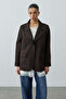 Double Button Oversize Blazer Jacket Bitter Brown - 5