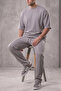 Men's Gray Oversize Modal Fabric T-Shirt and Sweatpants Set - Comfortable Fit