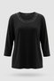 Women's Plus Size Lycra Bicycle Collar Stoned Three Quarter Sleeve Mother T-Shirt Combed Cotton Blouse - 2