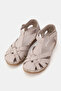 Women's Mink Genuine Leather 35-41-42 Size Strappy Flat Wedge Heel Side Open Sandals - 2