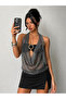 Black Gold Buckle Strapless Glittering Tulle Bustier Set - 3