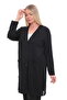 Women's Buttoned Pocketed V-Neck Casual Summer Combed Cotton Long Mother's Jacket Cardigan - 3