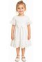 Girl's Lace-Up Front Ribbon Detailed Back Zipper Closure Lined White Color Midi Length Dress