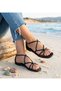 Women's Black Piping Detailed Buckle Casual Sandals - 2