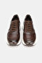 Men's Brown Genuine Natural Leather Sneaker Shoes with Laces, Eva Sole, Size 39-45-46 - 4