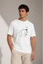 Men's Minimal Printed T-Shirt with Dog Figure Short Sleeve Summer T-Shirt - White - 3