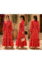 Red Floral Print Casual Dress