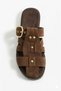 Women's Brown Suede Single Buckle Casual Home and Outdoor Slippers - 2