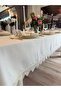 Royal Edge Lace Detailed White Tablecloth (Napkin Not Included) - 2