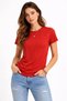 Women's Flam Fabric Melange Textured Regular Fit T-Shirt Crew Neck Summer T-Shirt - Tile Mariposa Se