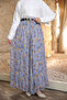 Lilac Elastic Waist Patterned Chiffon Skirt