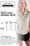 Women's Brown Polo Collar Lace Detailed Buttoned Short Sleeve Knitwear Blouse - 4