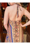 Navy Blue Color Halter Neck Open Back Short Front Long Back Dress - 5