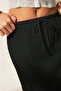 Black Linen Fabric High Waist Long Skirt - 4