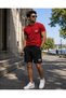 T-Shirt Shorts 2-Piece Combination Sweat-Absorbing 3-Line Printed Women's / Men's Unisex Model