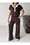 Soft Texture Polo Collar Buttoned Modal Fabric Tracksuit Set - 2