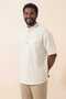 Ecru Wide Fit 100% Cotton Muslin Fabric Stand Collar Short Sleeve Men's Shirt - Hajj Umrah Shirt - 5