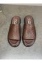 Brown Leather Laser Orthopedic Women's Daily Slippers - 5