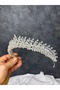 Luxurious Zircon Stone Detailed Bridal Crown Henna Night Wedding Hair Accessory Stylish Design - 3