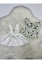 Girl's 2-Piece Set with Adjustable Straps, White Color Salopet & Madonna Collar Blouse Set - 3