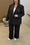 Plus Size Women's Oversized Lined Blazer Jacket - Black - 4