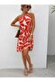 Women's Off-The-Shoulder Halter Neck Cutout Short Patterned Single Jersey Dress - 2
