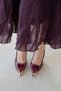 Rose Women's Accessory Detail Patent Leather Heeled Shoes Burgundy - 3