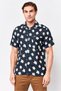 Men Regular Fit Short Sleeve Floral Print Casual Shirt, Navy Blue