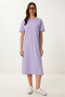 Slit Basic Summer Knitted Dress Lrn0050 Lila