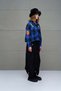Cobalt Blue Black Plaid Oversize Shirt 18116 - 5