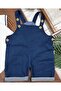 Polo Collar Buttoned Lycra Stretch Fabric Summer Baby Boy Denim Salopet Set - 4