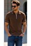 Men's Zippered Polo Collar Knitwear T-Shirt Modern Cut Stylish Design - 2