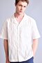 100% Cotton Regular Fit Apaş Collar Striped Short Sleeve Shirt H2592Ax26Sm