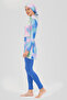 24617 Full Covered Hijab Swimsuit Set 5 Pieces Tie Dye Patterned Wrap Cut Women's Swimsuit - 3