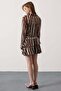Women's Lace-Detail Patterned Mini Chiffon Dress Brown - 6