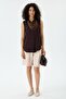 Women's City Size Linen Double Pocket Shorts