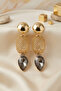 Damla Stone Cage Crystal Exaggeration Modern Earrings 9 Cm. - 2