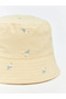 Ecru Flower Embroidered Baby Girl Bucket Hat