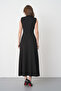 Women's Black Oysho Fabric Stand Collar Slit Basic Black Midi Dress 77161 - 3
