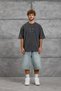 Men's T-Shirt Ripped Detail Washable Smoked Oversize Ripped Crew Neck Cotton - 4