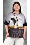 Plus Size Floral Motif Crew Neck Short Sleeve Women's Blouse - 5